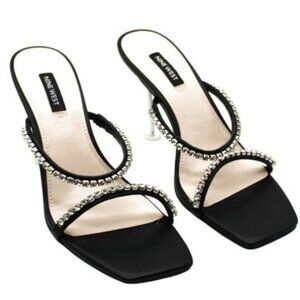 Nine West Women S Fanfav Square Toe Jeweled Dress Sandals